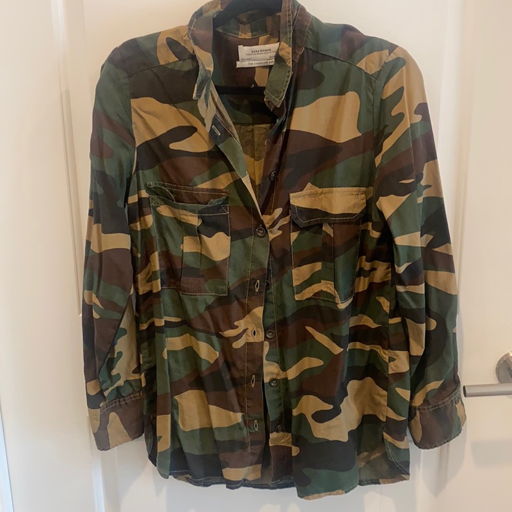 Zara Camo Print Button Down